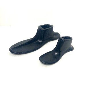 Vtg Cast Iron Shoe Molds Lot of 2 Sizes Cobbler Anvil Shoe Repair Form Black